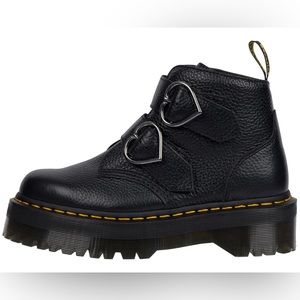 Dr Martens Womens Devon Heart Black Platform Boots